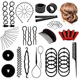 Haare Frisuren Hilfe Set, Haar Zubehör DIY Kit,Knotenringe...